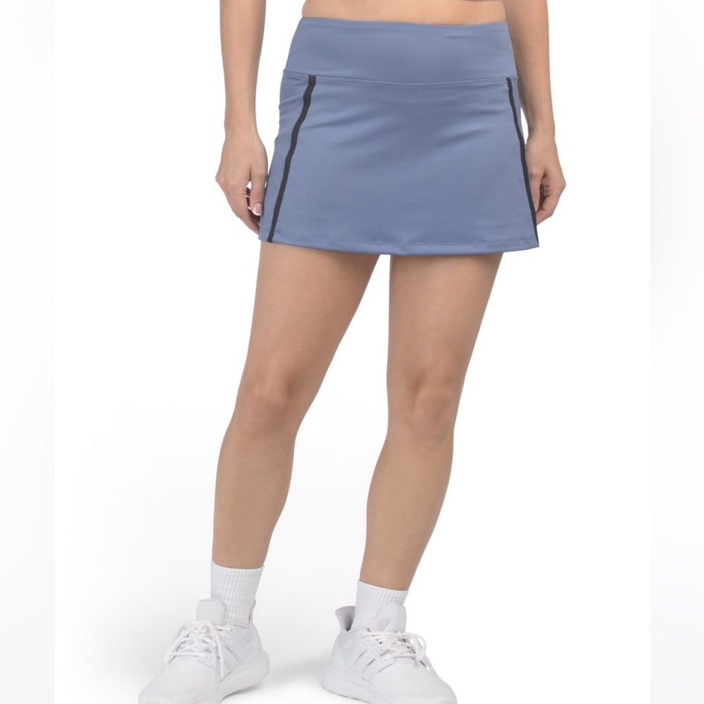 Inphorm Aubrey Traditional Tennis Skort Size XL Palladian Blue Black Trim 50 SPF